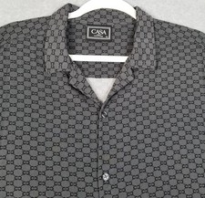 CASAMODA Button Up Shirt Men’s Extra Large XL Gray Black All Over Print Chains picture