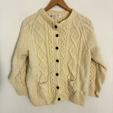 Vtg Sheila Handknits Irish Wool Cardigan Women's Fits Small Cable Knit Gorpcore picture