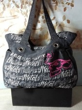 Y2K Vintage Metal Mulisha Black & Pink fishnet Skull tote bag purse-  RARE  picture