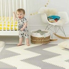 Skip Hop Playspot Geo Interlocking Foam Floor Tiles Baby Playmat- Gray/Cream picture