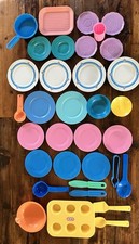 Vintage 1980s/1990s Lot Of Fisher-Price & Little Tikes Play Tableware; 33 Pieces picture