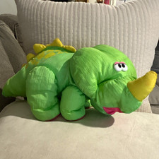 Vtg 1992 Fisher-Price Puffalumps Roars Green Dinosaur Plush Stuffed Animal Toy picture