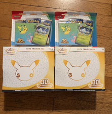 30th anniversary Lot 2x 30th anniversary pokemon etb And 2x 30th Tech Stickers picture