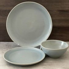 Serena and Lily Blue Ceramic 3pc Place Setting Dinner Salad Plate Bowl Portugal picture