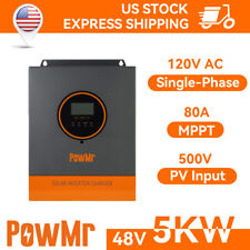 PowMr 5000W Hybrid Solar Inverter 48V DC to 110V AC 80A MPPT Controller PV 500V picture