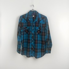 Wrangler Western Vintage Shirt Size 16 1/2   34 Plaid Pearl Snap long  Sleeve  picture