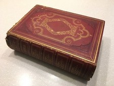 Holy Bible 1857 Leather Gold Gilding American Bible Society First Edition picture