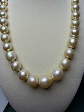 Huge South Sea Pearl Necklace 10-14mm Natural White Baroque 925 Silver NGL Cert picture