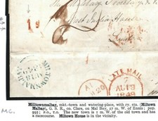 GB IRELAND Cover *Milltownmalbay* DISTINCTIVE UPP HANDSTRUCK *1d* 1849 RARE L25c picture