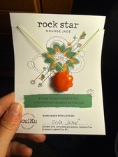 Soulku Orange Jade Necklace Yellow Nylon Cord picture