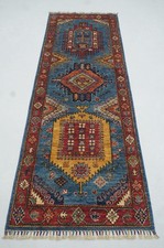 3x8 ft Blue Malayer Afghan Hand knotted Oriental Runner Rug picture