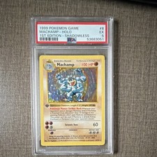 PSA 5 1999 Pokemon TCG Machamp 8/102 Base Set Shadowless 1st Ed Holo Eng picture