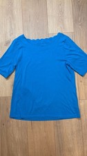 Talbots Scallop Neck Tee Size M Blue Pima Cotton picture