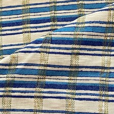 BTY 1970s Casement Fabric Decor Curtains Blue picture
