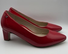 VIONIC Madison Cherry Mia Block Heel Pump Red Patent Leather Pointed Almond Toe picture