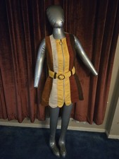 Miracle Eye 1960s 1970s Inspired  Mini Dress Suede Groovy Size M picture