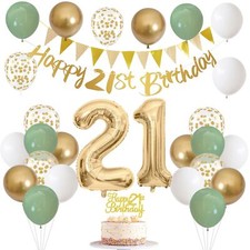 21st Birthday Decorations for Him Her, Happy Banner With Cake Topper Number 21 picture
