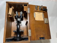 Vintage 1936 Olympus Takachiho Seisakusho Binocular Microscope Wooden Case picture