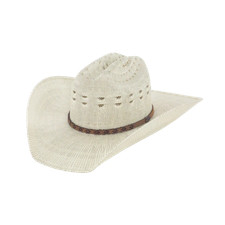 Justin Bent Rail Blaine Ivory & Brown Straw Cowboy Hat JS4456BLNE44 picture