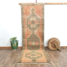 3x11 ft Red Vintage Runner, Turkish Runner, Handwoven, Bohemian Wool Runner picture