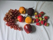 Vtg Sugared Beaded FRUIT Mixed Lot - Strawberries Grapes Apples Pears Lemon MCM picture