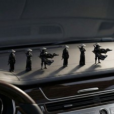 6Pcs Black Samurai Ninja Figure Car Dashboard Ornament Gothic Desk Decor Mir Gif picture