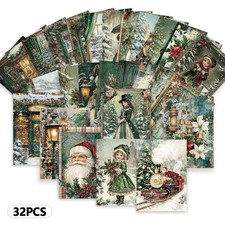 32pcs Vintage Christmas Postcards Collectible Gift, Green for Any Occasio picture