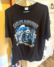 Harley-Davidson Men's XL Black Double-Sided Graphic Logo Crew Neck T-Shirt picture