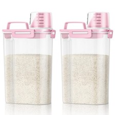 TBMax Rice Container 2 Pack 5 Lbs Cereal Storage, Pink 3+3Qt picture