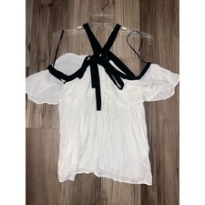 Zara Off The Shoulder Strappy B&W Top picture