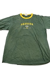 VTG 00s Green Bay Packers NFL Football Ringer T-Shirt Green/Yellow Yellow Collar picture