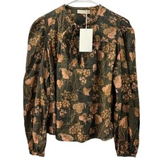 Ulla Johnson Tillie Blouse Balsam Green Floral Cotton Viscose Size 2 NEW Fall picture
