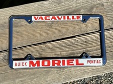 Vintage John Moriel Buick Pontiac NOS Dealer License Plate Frame Vacaville CA picture
