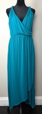Teal Boho Goddess Maxi Dress High Low Wrap Front L picture