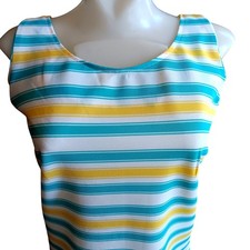 True Vintage Tank Top Single Stitch Medium Pykettes 1970's Striped Sleeveless picture