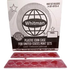 Lot of 2 Whitman 6 Coin Set Holder 1c, 5c, 10c, 25c, Half & large dollar coin. picture