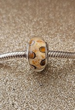 Authentic Pandora Silver Animal Print Leopard Murano Charm picture