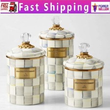 MacKenzie-Childs Sterling Check Canister, Set of 3 picture