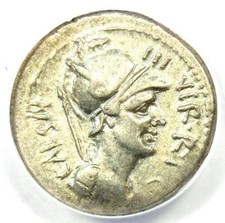 Augustus AR Denarius Octavian Coin 42 BC - Certified ANACS XF45 (EF) - Rare Type picture