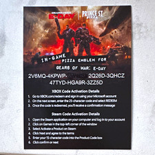 Microsoft Gears of War: E-Day In-Game Pizza Emblem Code Card Xbox/Steam picture