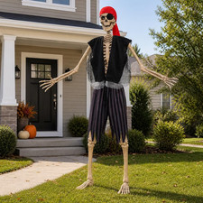4 Pcs 12 ft Skeleton Outfits Accessories Giant Pirate Costume Set Halloween picture