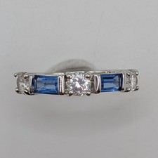 Sterling Silver CZ Rhinestone Alternating Stone Ring Size 7.25 Signed FAS 2.9G picture