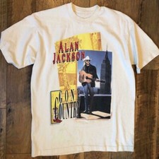 VTG 90s Alan Jackson Country Music Band Cotton White T Shirt TR055 picture