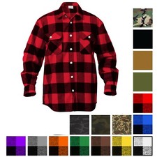 Plaid Flannel Shirt Brawny Buffalo Heavyweight Long Sleeve Checkered Lumberjack picture