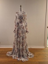 Floral Wrap Maxi Dress Long Sleeve Boho Ruffle Hem picture
