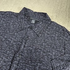 Vintage Rayon Hawaiian Shirt Men 2XL Black Floral Flowy Camp Button Up   picture