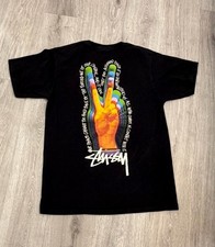 Stüssy Peace Hand Tee – Graphic Back – Black – Size M picture