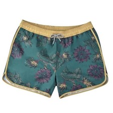Mens Swim Trunks 80s 90s Vintage Short with Mesh Lining Quick Dry Medium Green picture