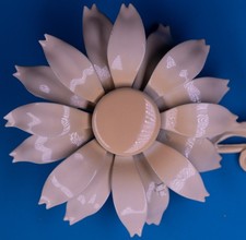 Vintage Flower Brooch Pin Enameled Metal Daisy Beige Cream Approx 4