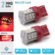 2x 7443/7444 Dual Filament LED 3528 Chip 45-SMD Red  Brake Tail Stop Light Bulb picture